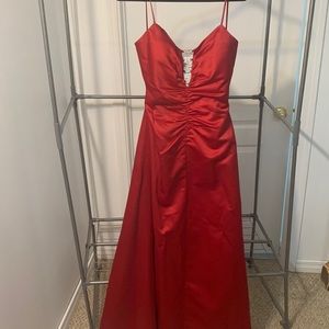 Red Satin like Dress with corset back